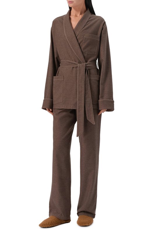 Хлопковые брюки EDOMO T006023NY26W Коричневый  T006023NY26W Фото 2