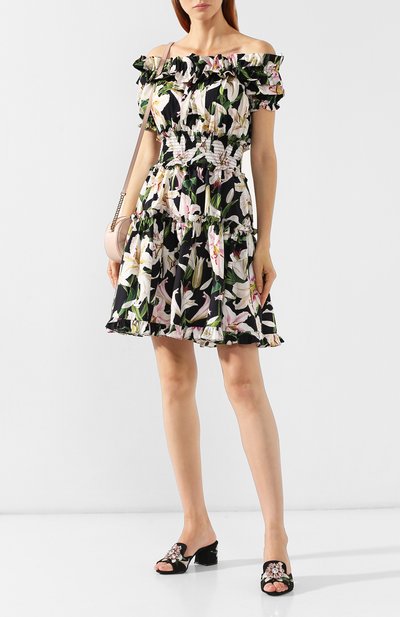 Хлопковое платье DOLCE & GABBANA черного цвета по цене 156500 руб., арт. F6A0UT/HS5E0, фото 2 Хлопковое платье DOLCE & GABBANA, арт. F6A0UT/HS5E0, фото 2