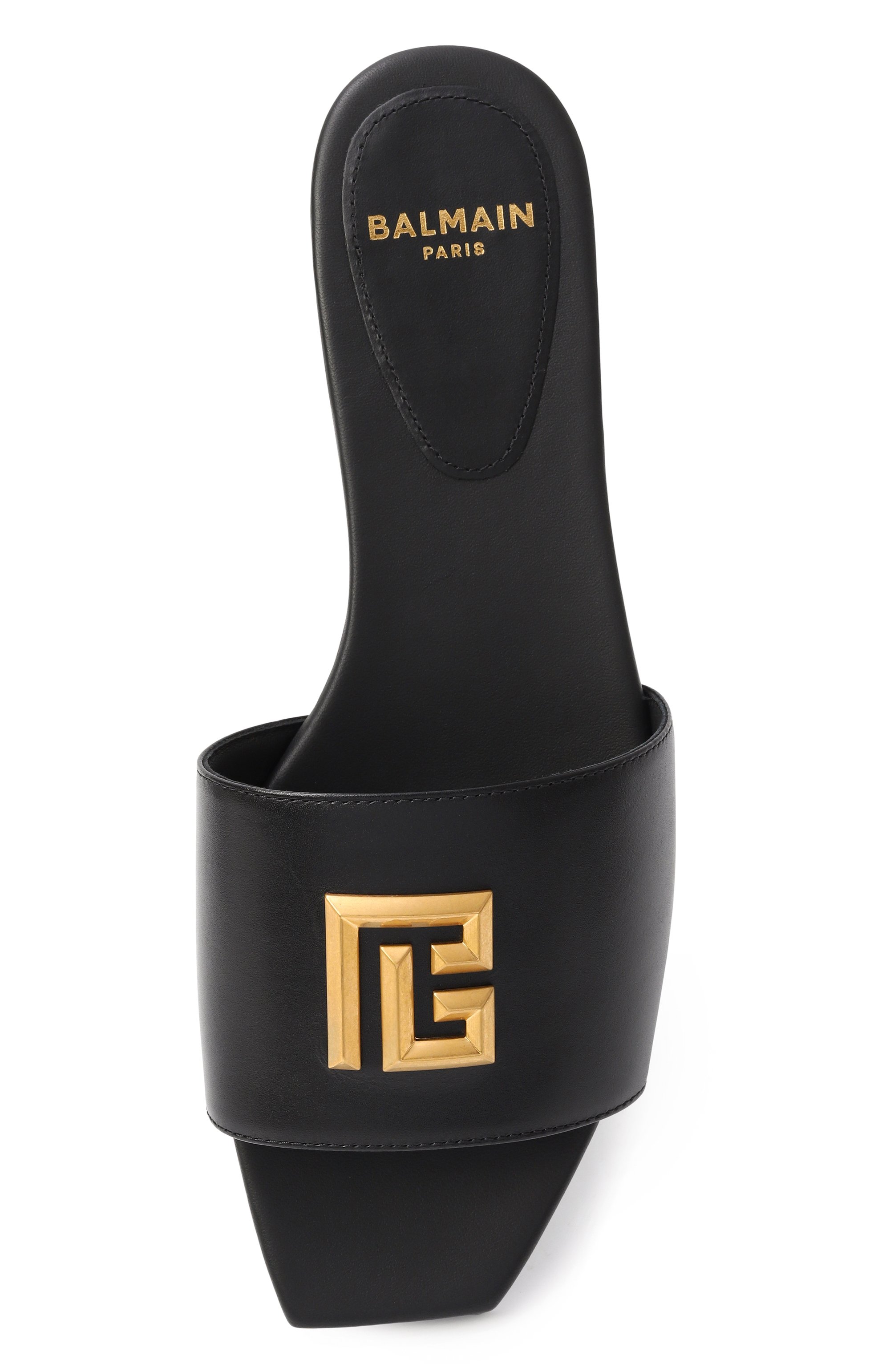 Кожаные шлепанцы dafne pb BALMAIN черного цвета по цене 77900 руб., арт. DN1UP966/LVIT, фото 6 Кожаные шлепанцы dafne pb BALMAIN, арт. DN1UP966/LVIT, фото 6