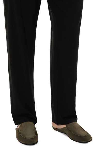 Замшевые домашние туфли FARFALLA зеленого цвета по цене 37250 руб., арт. C19I, фото 3 Замшевые домашние туфли FARFALLA, арт. C19I, фото 3