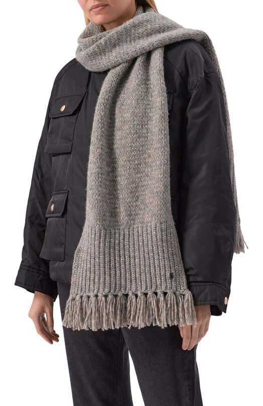 Шарф из хлопка и шерсти Bogner 96399246 Серый  96399246 Фото 2