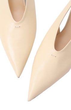 Женские кожаные туфли JIL SANDER крем�ового цвета, арт. J15WP0128/P8226 | Фото 7 (Подошва: Плоская; Каблук высота: Низкий; Драгоценные камни: Проставлено; Материал внешний: Натуральная кожа; Материал внутренний: Натуральная кожа; Материал сплава: Проставлено; Женское Кросс-КТ: Слингбэки; Каблук тип: Kitten heel)