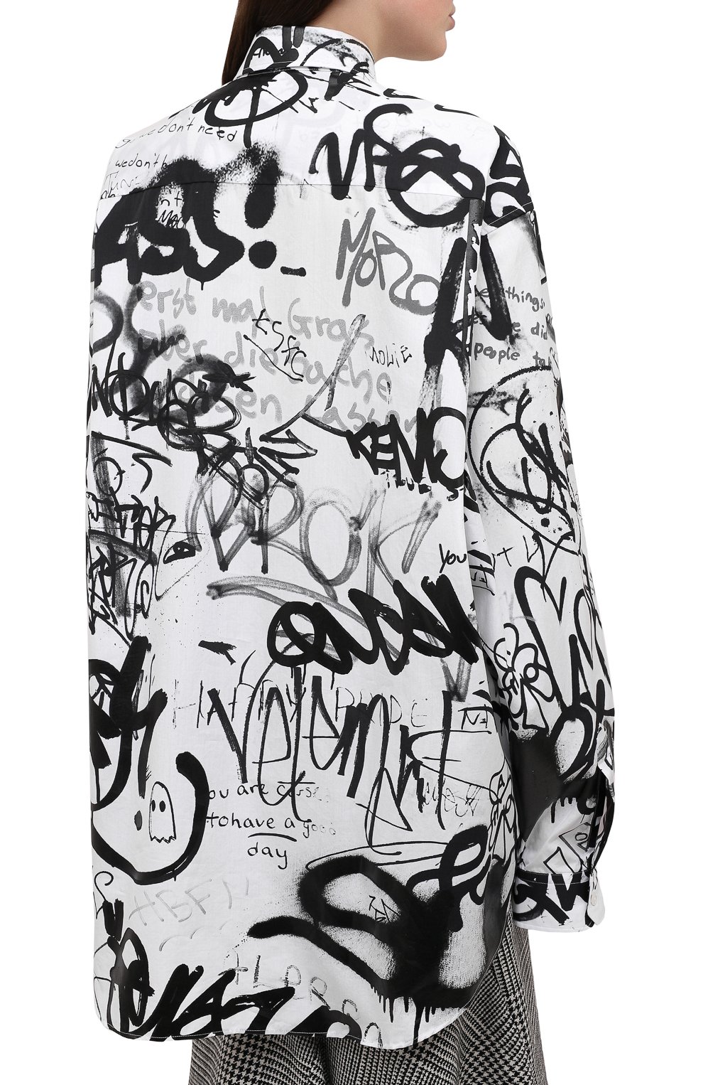 Хлопковая рубашка VETEMENTS черно-белого цвета по цене 68100 руб., арт. UE51SH900B 1008/W, фото 4 Хлопковая рубашка VETEMENTS, арт. UE51SH900B 1008/W, фото 4