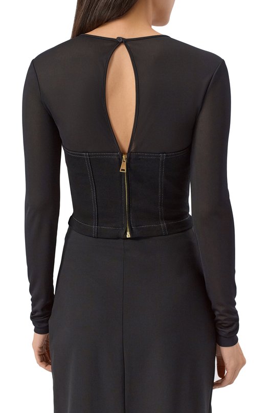 Хлопковый топ Versace Jeans Couture 79HAM252/DT037Q Чёрный  79HAM252/DT037Q Фото 4