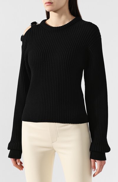 Хлопковый пуловер HELMUT LANG черного цвета по цене 34150 руб., арт. I09HW718, фото 3 Хлопковый пуловер HELMUT LANG, арт. I09HW718, фото 3