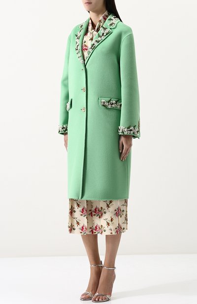 Шерстяное пальто свободного кроя с декоративной отделкой GUCCI, арт. 495133/ZKZ37, фото 3