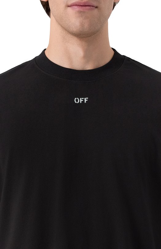 Хлопковая футболка Off-White 0MAA120S25JER00F Чёрный  0MAA120S25JER00F Фото 5
