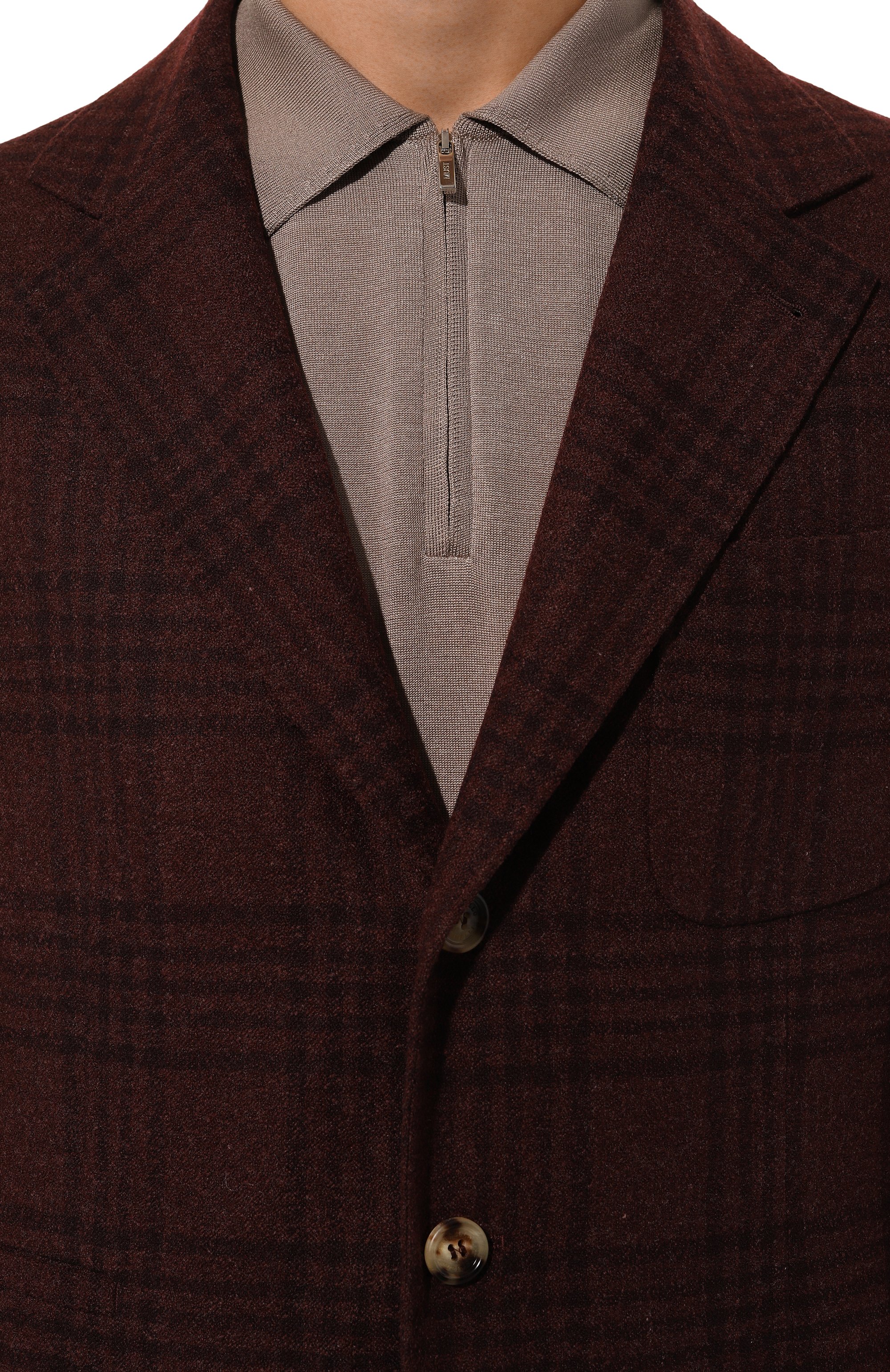 Пиджак из шерсти и шелка BRUNELLO CUCINELLI бордового цвета по цене 543000 руб., арт. MY4377BND, фото 7 Пиджак из шерсти и шелка BRUNELLO CUCINELLI, арт. MY4377BND, фото 7