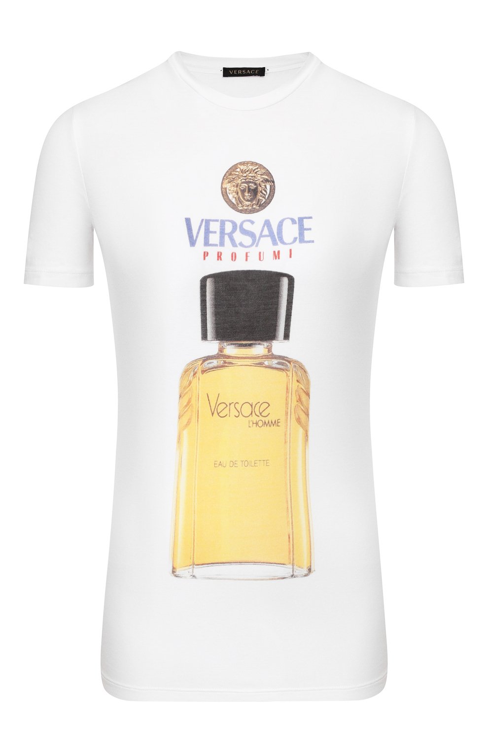 Хлопковая футболка VERSACE белого цвета по цене 48050 руб., арт. A85908/A232123, фото 1 Хлопковая футболка VERSACE, арт. A85908/A232123, фото 1