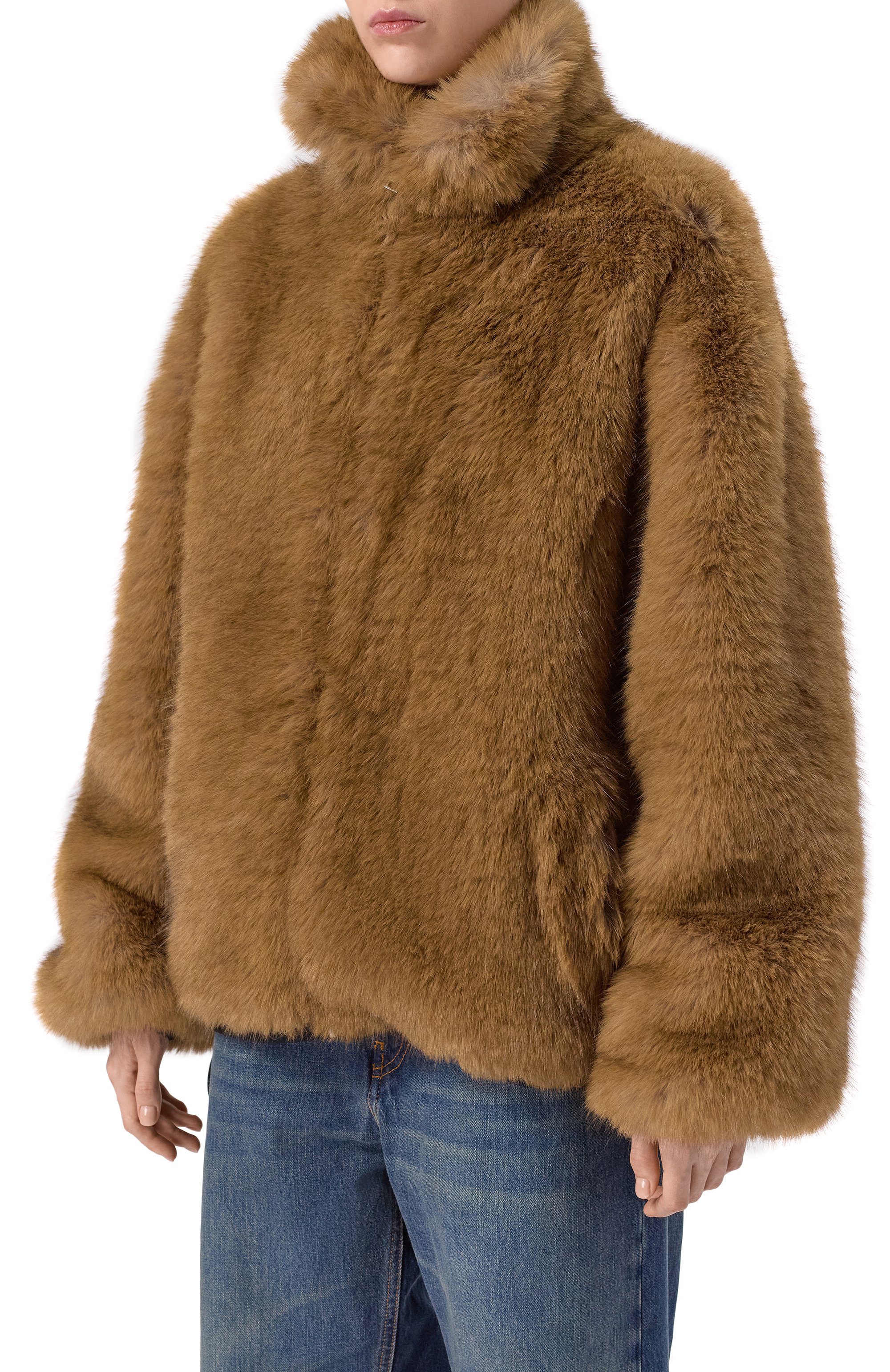 Шуба из экомеха MSGM светло-коричневого цвета по цене 99400 руб., арт. 3942MDH11/257822, фото 3 Шуба из экомеха MSGM, арт. 3942MDH11/257822, фото 3