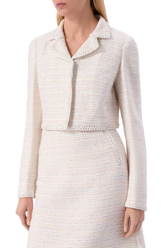 Твидовый жакет Giambattista Valli 26SSPVCA6087/01B0U Кремовый  26SSPVCA6087/01B0U Фото 3