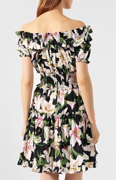 Хлопковое платье DOLCE & GABBANA черного цвета по цене 156500 руб., арт. F6A0UT/HS5E0, фото 4 Хлопковое платье DOLCE & GABBANA, арт. F6A0UT/HS5E0, фото 4