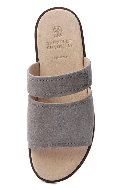 Замшевые шлепанцы BRUNELLO CUCINELLI серого цвета по цене 99500 руб., арт. MPUS0LY347, фото 5 Замшевые шлепанцы BRUNELLO CUCINELLI, арт. MPUS0LY347, фото 5