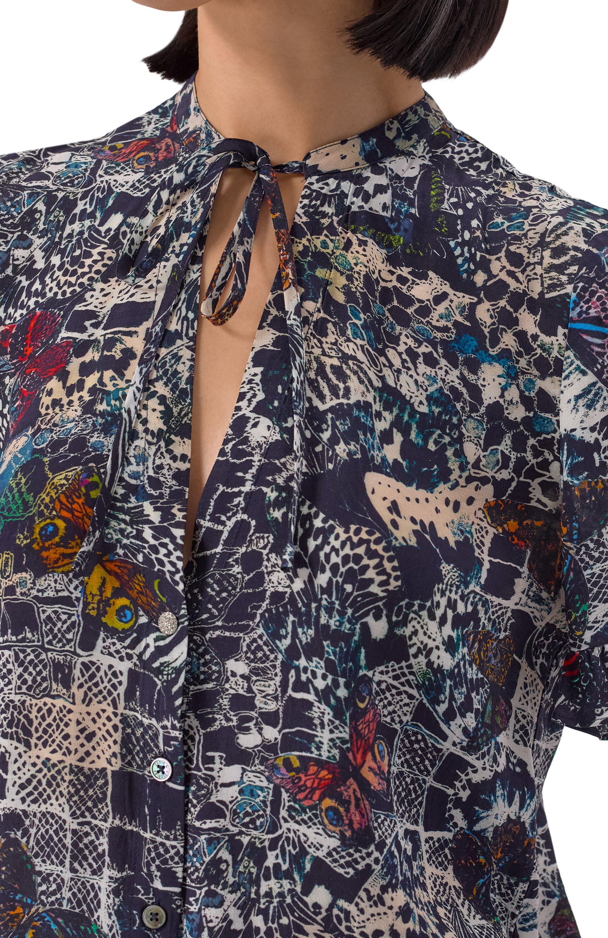 Блузка из вискозы ZADIG AND VOLTAIRE синего цвета по цене 26350 руб., арт. WWT001984, фото 5 Блузка из вискозы ZADIG AND VOLTAIRE, арт. WWT001984, фото 5