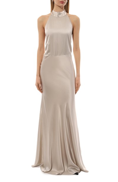 Шелковое платье JACOB LEE серого цвета по цене 117660 руб., арт. WSDS10023BMB, фото 3 Шелковое платье JACOB LEE, арт. WSDS10023BMB, фото 3