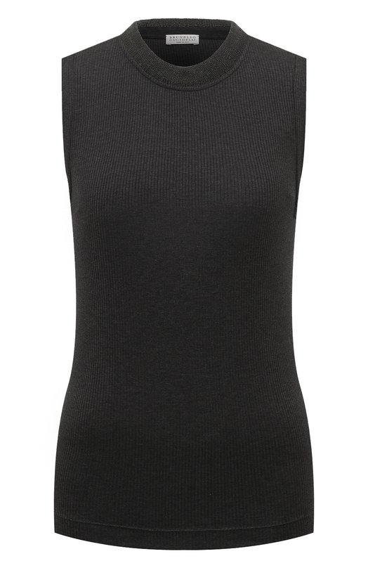 Хлопковый топ Brunello Cucinelli MP902HR330 Серый MP902HR330
