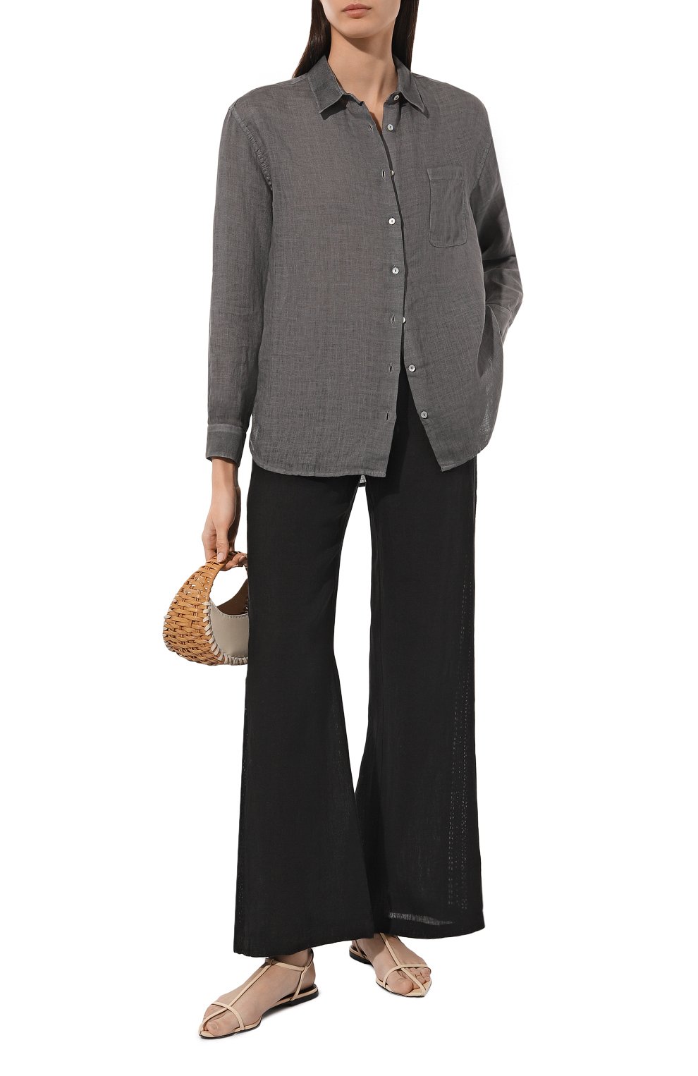 Льняная рубашка 120% LINO серого цвета по цене 28100 руб., арт. 31ALIW19GE/000B317/S00, фото 2 Льняная рубашка 120% LINO, арт. 31ALIW19GE/000B317/S00, фото 2