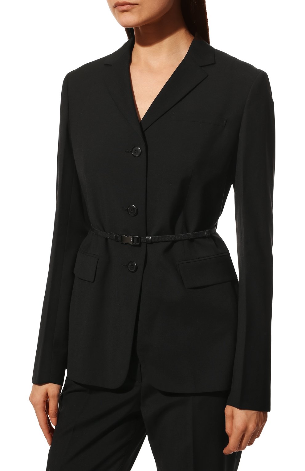 Шерстяной жакет PRADA черного цвета по цене 205000 руб., арт. P575LH-1XMY-F0002-211, фото 3 Шерстяной жакет PRADA, арт. P575LH-1XMY-F0002-211, фото 3