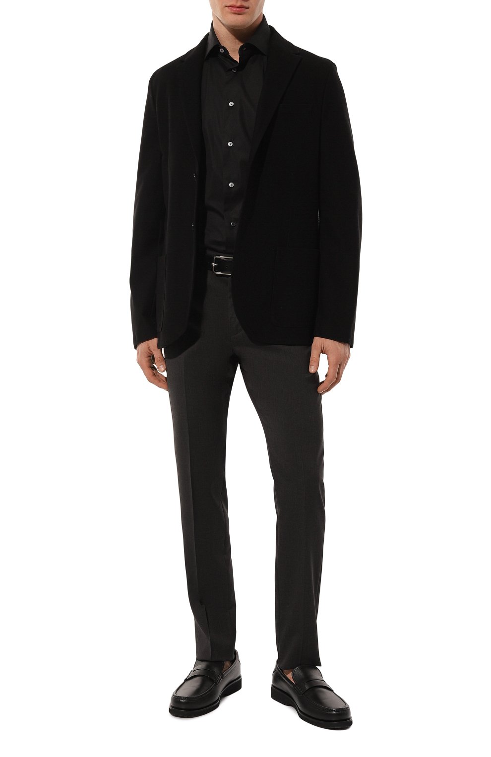 Хлопковая сорочка ZEGNA черного цвета по цене 41250 руб., арт. 704104A7/9MS0BA, фото 2 Хлопковая сорочка ZEGNA, арт. 704104A7/9MS0BA, фото 2