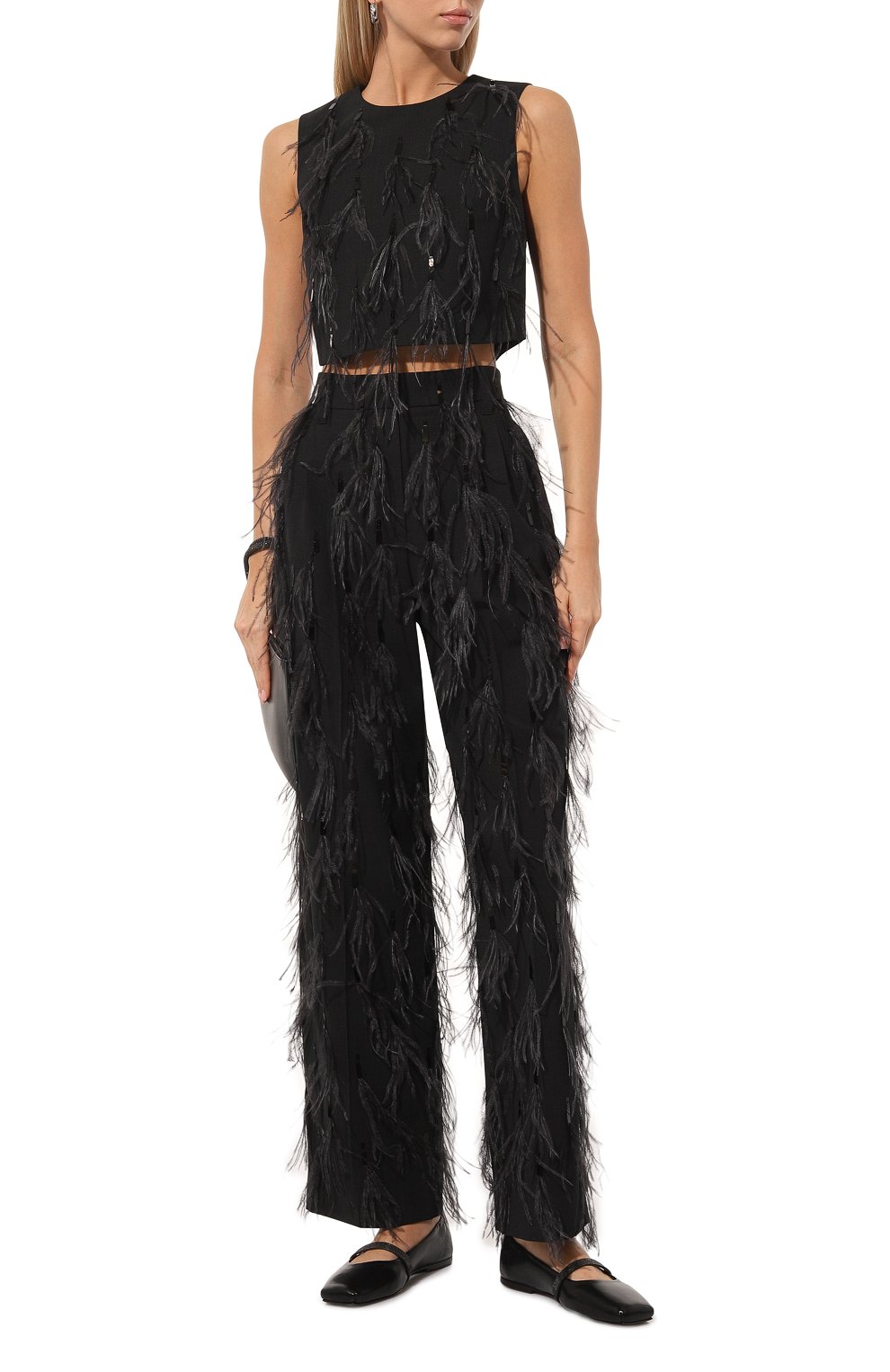 Шерстяной топ с отделкой перьями BRUNELLO CUCINELLI, арт. M0W07HR110, фото 2