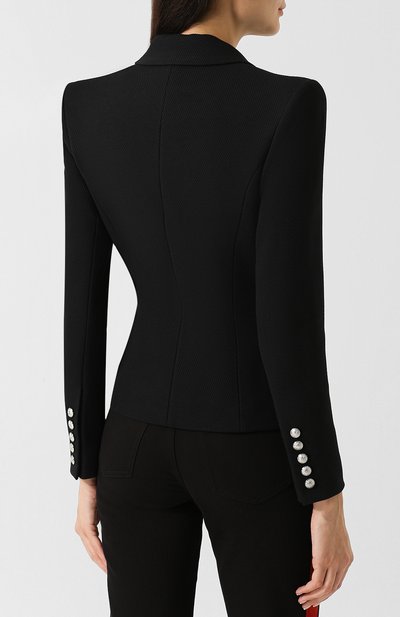 Двубортный приталенный жакет из смеси хлопка и шерсти BALMAIN, арт. 147004/C001, фото 4