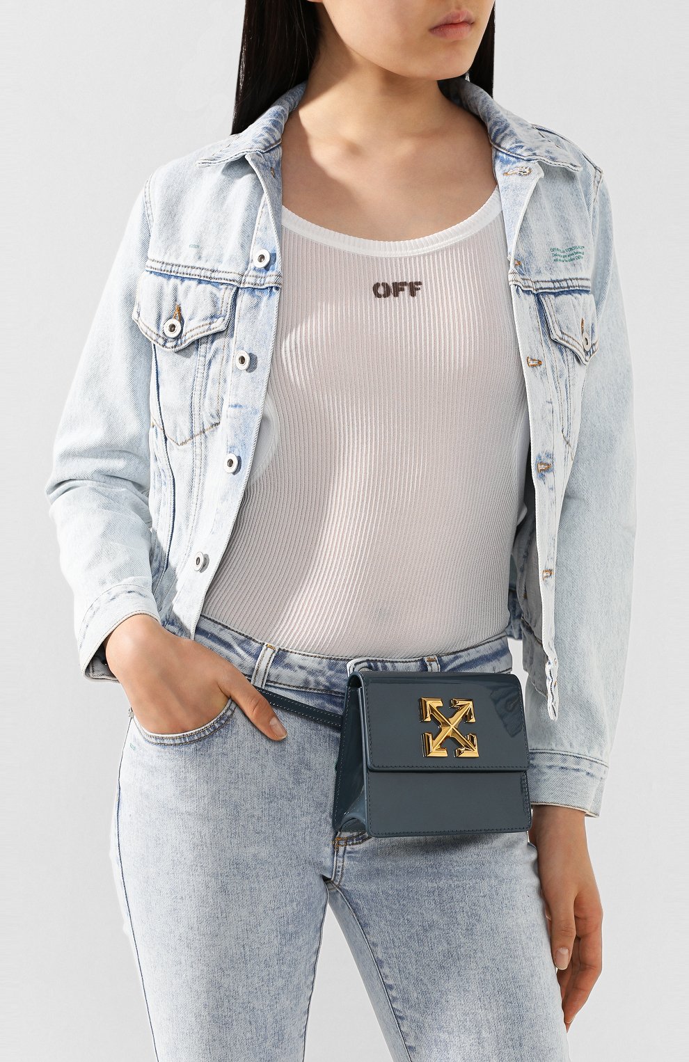 Поясная сумка 0.7 jitney OFF-WHITE зеленого цвета по цене 83500 руб., арт. 0WNA093T20LEA0025576, фото 2 Поясная сумка 0.7 jitney OFF-WHITE, арт. 0WNA093T20LEA0025576, фото 2