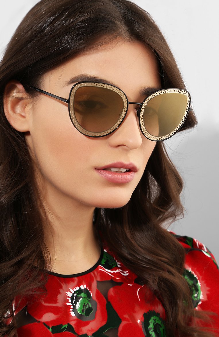 Женские солнцезащитные очки DOLCE & GABBANA черного цвета, арт. 2226-13116E | Фото 2 (Статус проверки: Проверена категория; Тип очков: С/з; Региональные ограничения белый список (Axapta Mercury): Не проставлено; Нос: Не проставлено; Очки форма: Cat-eye; Оптика Гендер: оптика-женское)