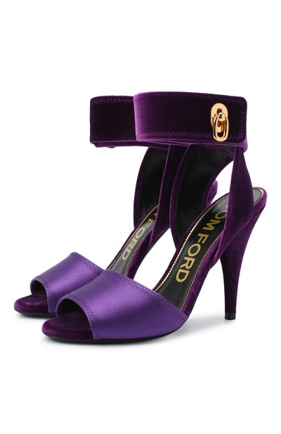 Текстильные босоножки TOM FORD фиолетового цвета по цене 126000 руб., арт. W2687T-TSA007, фото 1 Текстильные босоножки TOM FORD, арт. W2687T-TSA007, фото 1