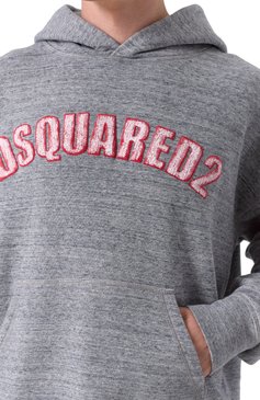 Мужской хлопковое худи DSQUARED2 серого цвета, арт. S74GU0857/S25463 | Фото 5 (Длина (для топов): Стандартные; Рукава: Длинные; Материал сплава: Проставлено; Драгоценные камни: Проставлено; Принт: Без принта; Мужское Кросс-КТ: Худи-одежда; Стили: Кэжуэл; Материал внешний: Хлопок)
