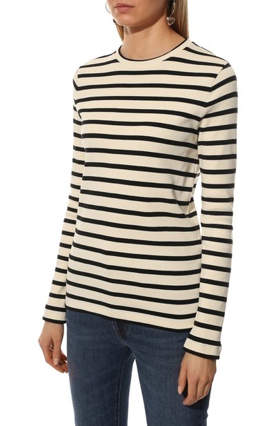Хлопковый пуловер JIL SANDER черно-белого цвета по цене 35450 руб., арт. JPPU707523-WU247518, фото 3 Хлопковый пуловер JIL SANDER, арт. JPPU707523-WU247518, фото 3