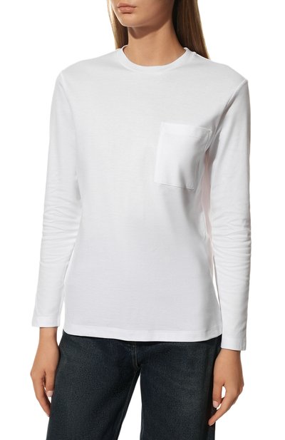 Хлопковый лонгслив PRADA белого цвета по цене 80000 руб., арт. 34630-240-F0009-221, фото 3 Хлопковый лонгслив PRADA, арт. 34630-240-F0009-221, фото 3