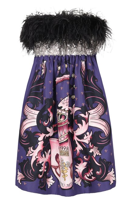 Женское шелковое платье с отделкой перьями MIU MIU, арт. MF3405-1U31-F0638