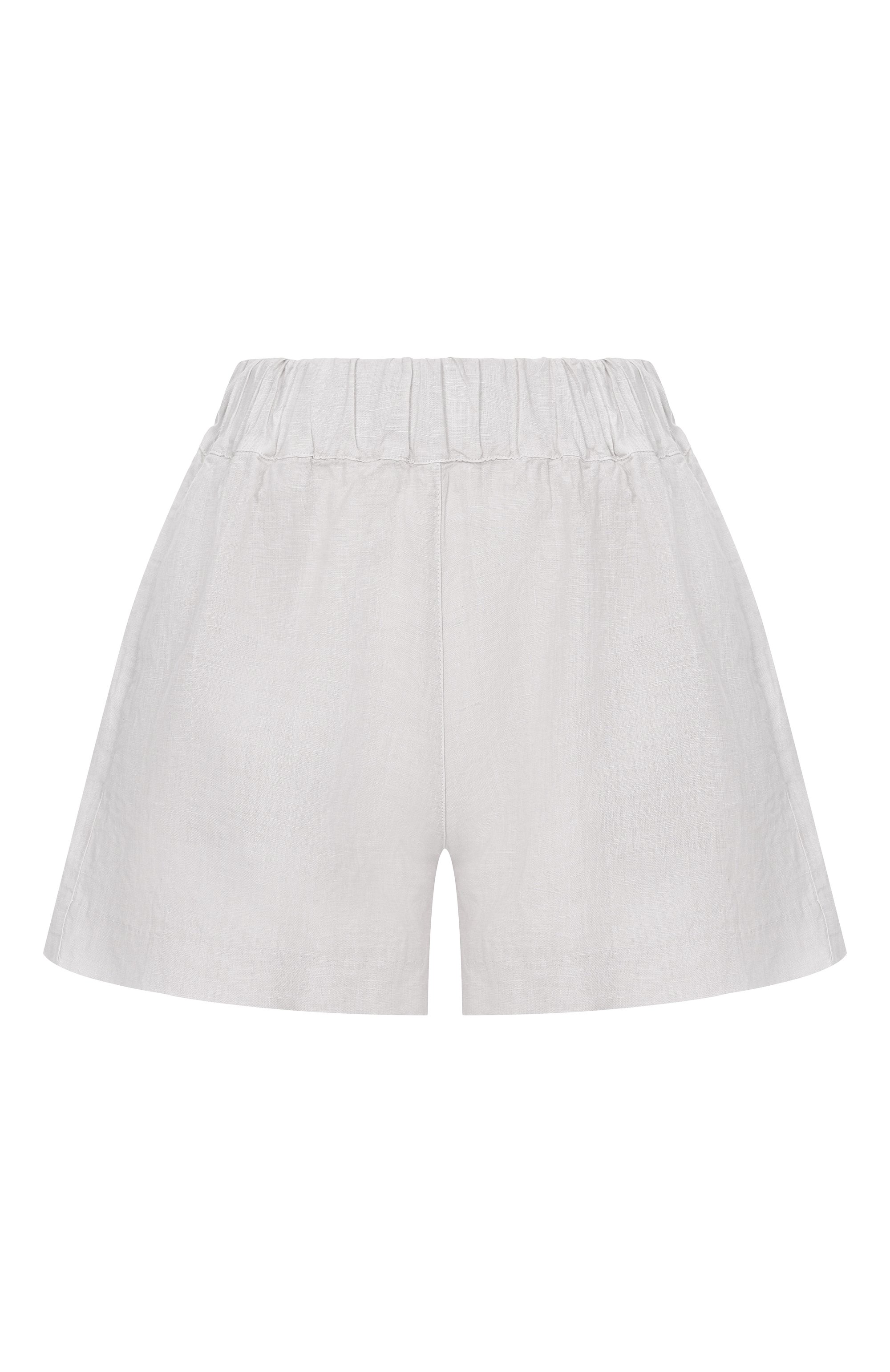 Льняные шорты 120% LINO светло-серого цвета по цене 28950 руб., арт. 33ALIW29BR/000F753_001, фото 1 Льняные шорты 120% LINO, арт. 33ALIW29BR/000F753_001, фото 1