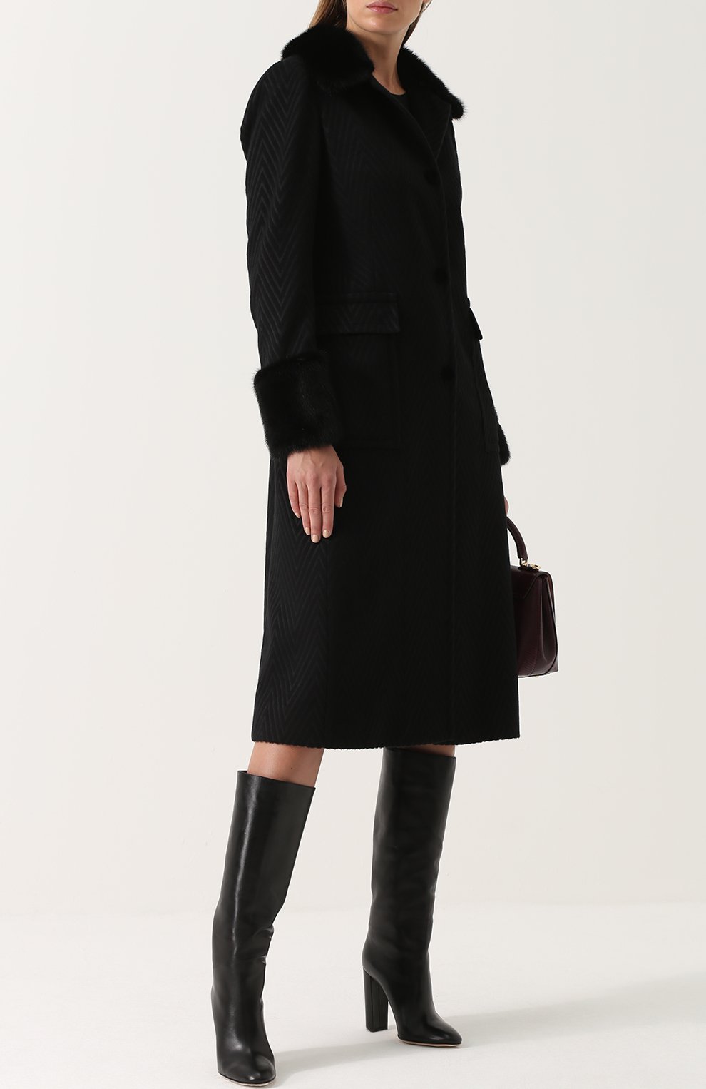 Вязаное пальто с отделкой из меха норки KITON, арт. D44611K05P35, фото 2