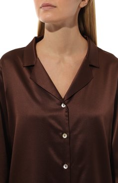 Женская шелковая пижама PRIMROSE коричневого цвета, арт. 2W.500RB.KR001 | Фото 7 (Материал внешний: Шелк; Нос: Не проставлено; Материал сплава: Проставлено)