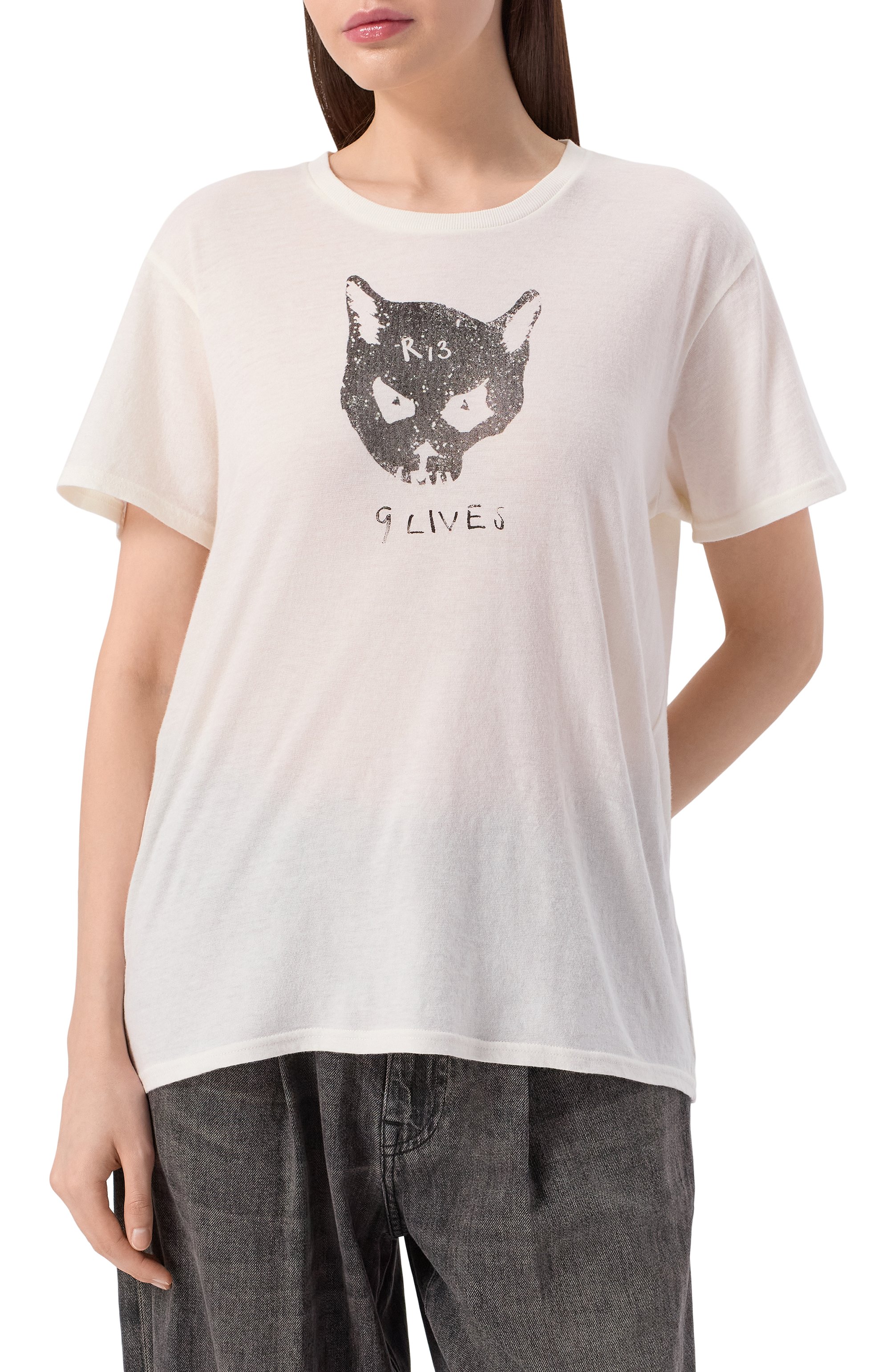 Хлопковая футболка R13 белого цвета по цене 38950 руб., арт. R13WK001-K112A, фото 3 Хлопковая футболка R13, арт. R13WK001-K112A, фото 3