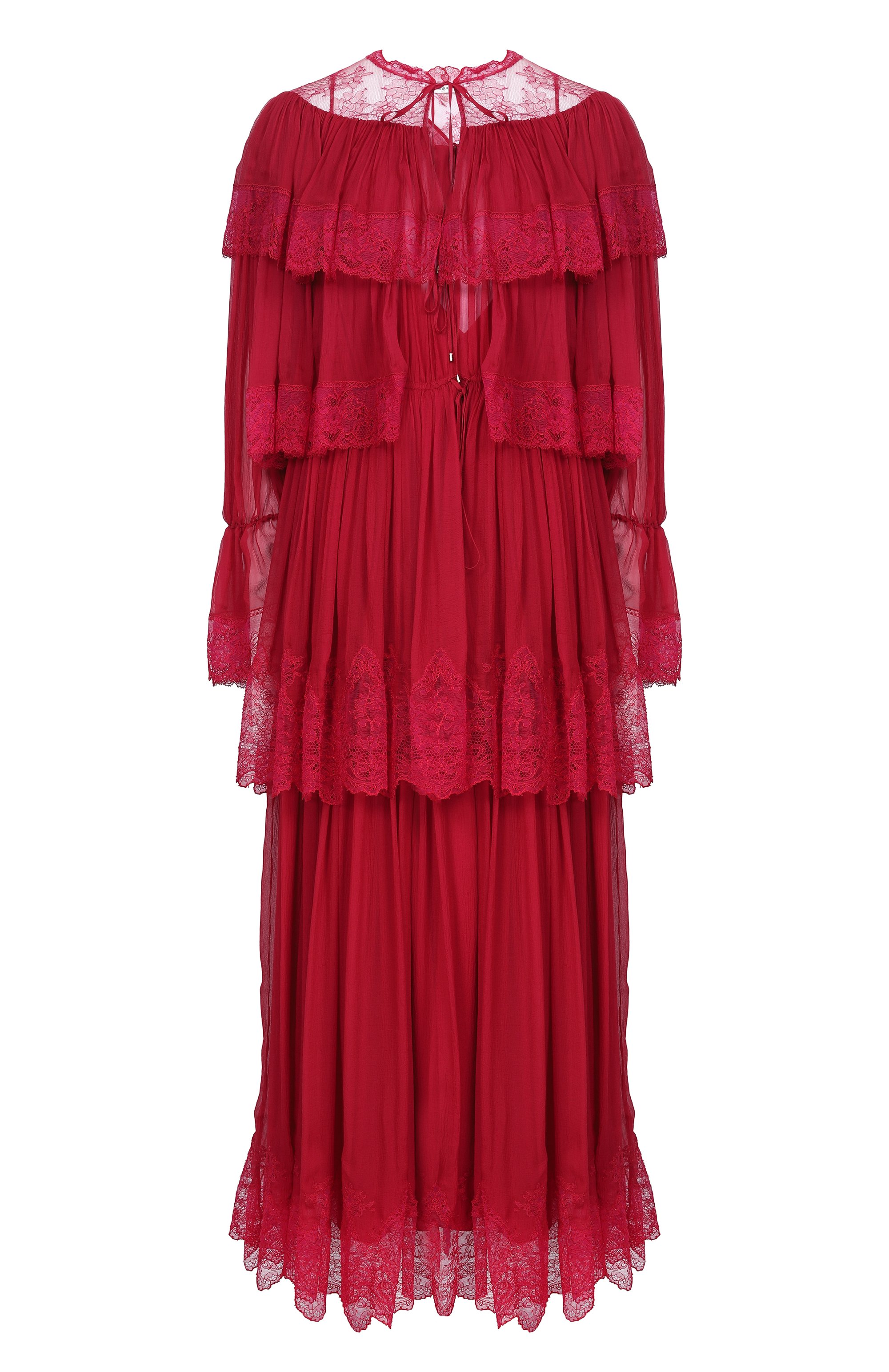 Шелковое платье CHLOÉ малинового цвета по цене 1310000 руб., арт. CH26SR001001, фото 1 Шелковое платье CHLOÉ, арт. CH26SR001001, фото 1