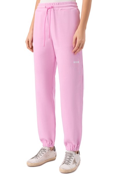 Хлопковые джоггеры MSGM розового цвета по цене 28350 руб., арт. 4041MDP500/267000, фото 3 Хлопковые джоггеры MSGM, арт. 4041MDP500/267000, фото 3