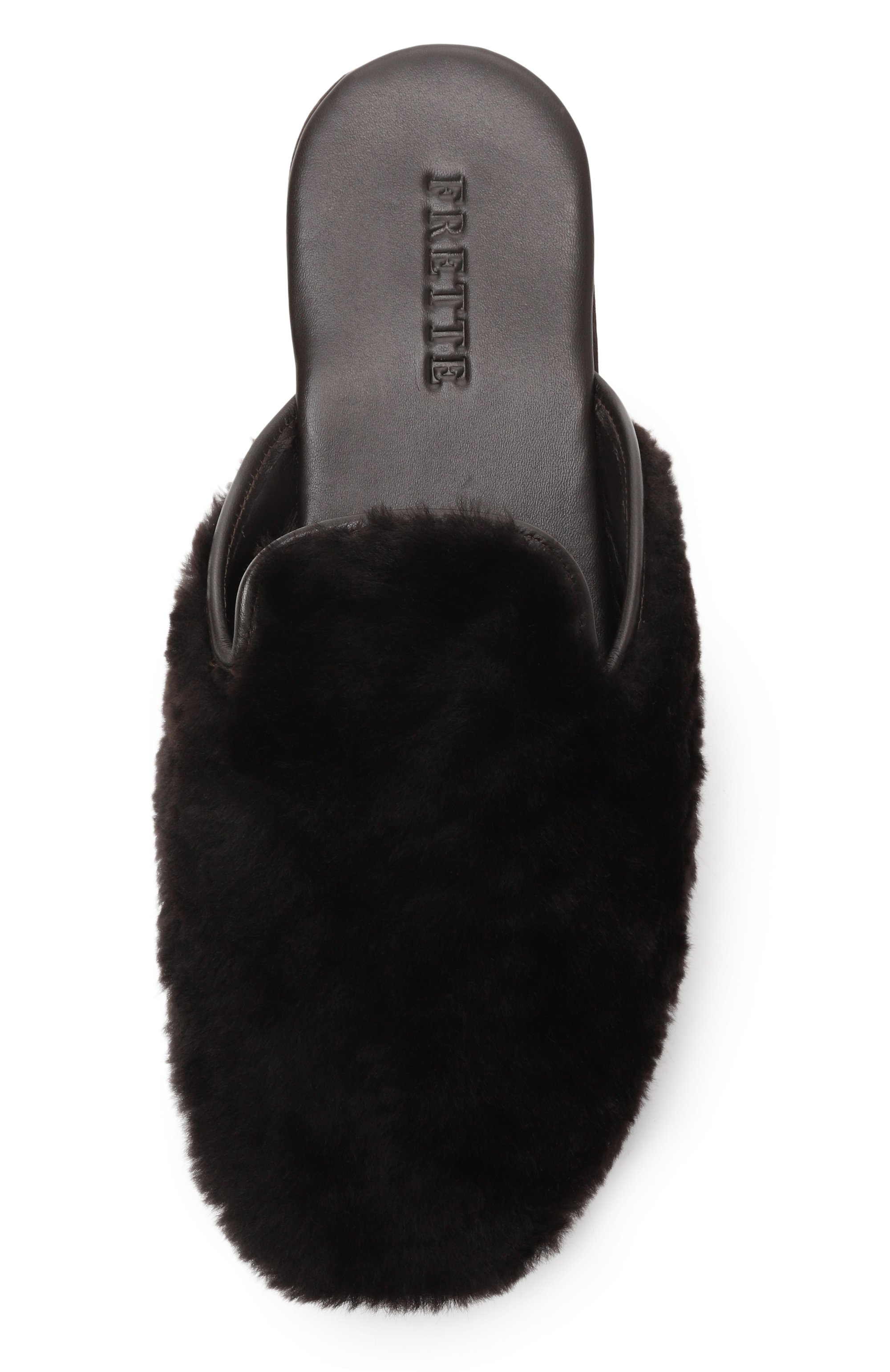 Домашние туфли из овчины FRETTE черного цвета по цене 41300 руб., арт. 25299124 00F 90351, фото 6 Домашние туфли из овчины FRETTE, арт. 25299124 00F 90351, фото 6