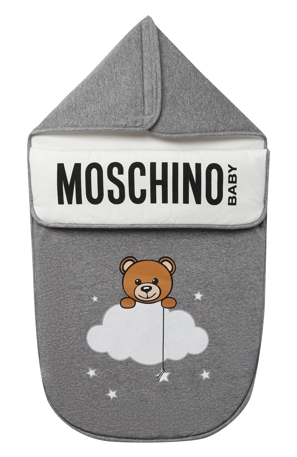 Хлопковый конверт MOSCHINO серого цвета по цене 21500 руб., арт. MZE005/LCE00, фото 1 Хлопковый конверт MOSCHINO, арт. MZE005/LCE00, фото 1