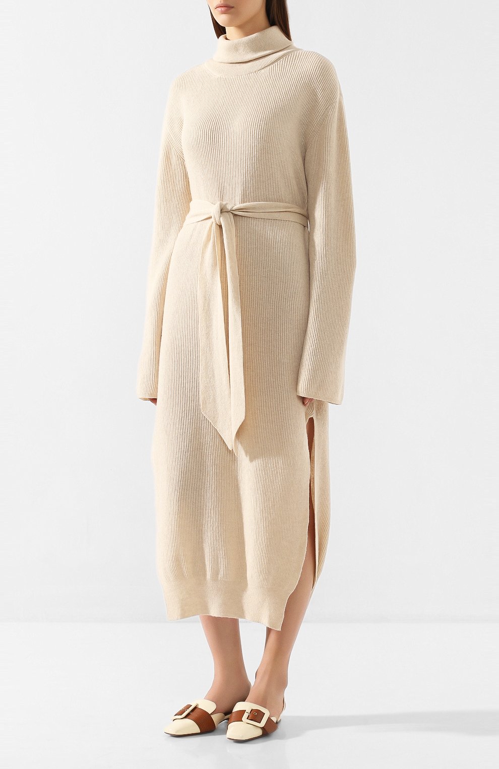 Платье с поясом NANUSHKA, арт. CANAAN_CREME_CASHMERE BLEND RIB, фото 3