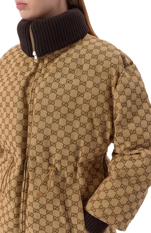 Хлопковый пуховик Gucci 835412/ZAF4S Бежевый  835412/ZAF4S Фото 5