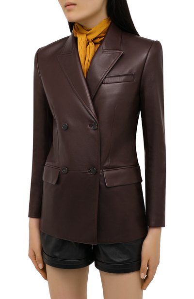 Кожаный жакет SAINT LAURENT коричневого цвета по цене 724500 руб., арт. 636464/YC2GA, фото 3 Кожаный жакет SAINT LAURENT, арт. 636464/YC2GA, фото 3