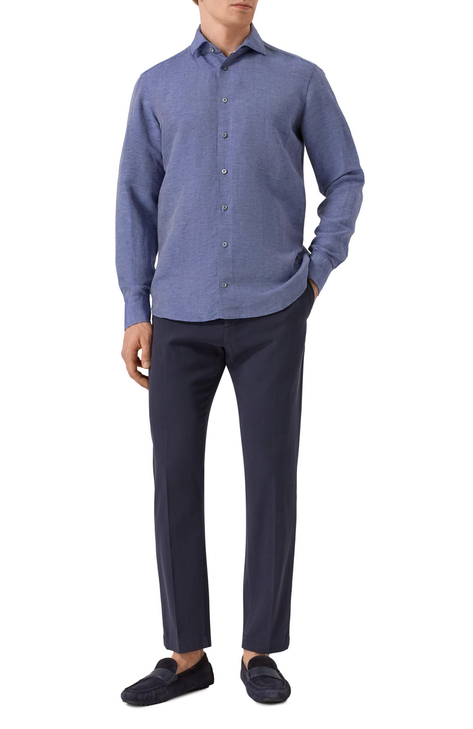 Льняная рубашка VAN LAACK темно-синего цвета по цене 36100 руб., арт. VL-RIK0S-TF02W/150316, фото 2 Льняная рубашка VAN LAACK, арт. VL-RIK0S-TF02W/150316, фото 2