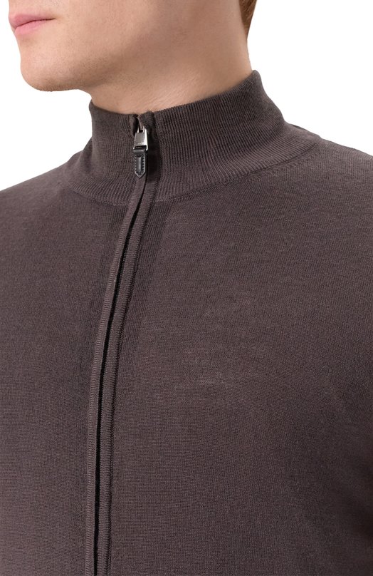 Шерстяной кардиган Canali C0022/MK01149 Коричневый  C0022/MK01149 Фото 5