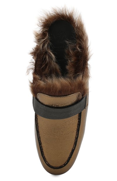 Сабо из металлизированной кожи с отделкой из овчины BRUNELLO CUCINELLI, арт. MZBUC1243, фото 5