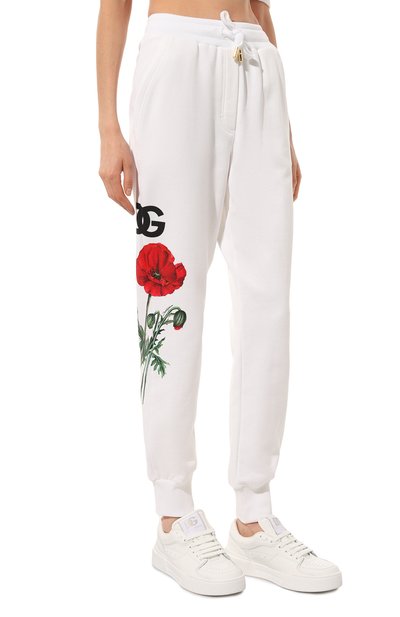 Хлопковые джоггеры DOLCE & GABBANA белого цвета по цене 81900 руб., арт. FTCQGT/HS7LQ, фото 3 Хлопковые джоггеры DOLCE & GABBANA, арт. FTCQGT/HS7LQ, фото 3