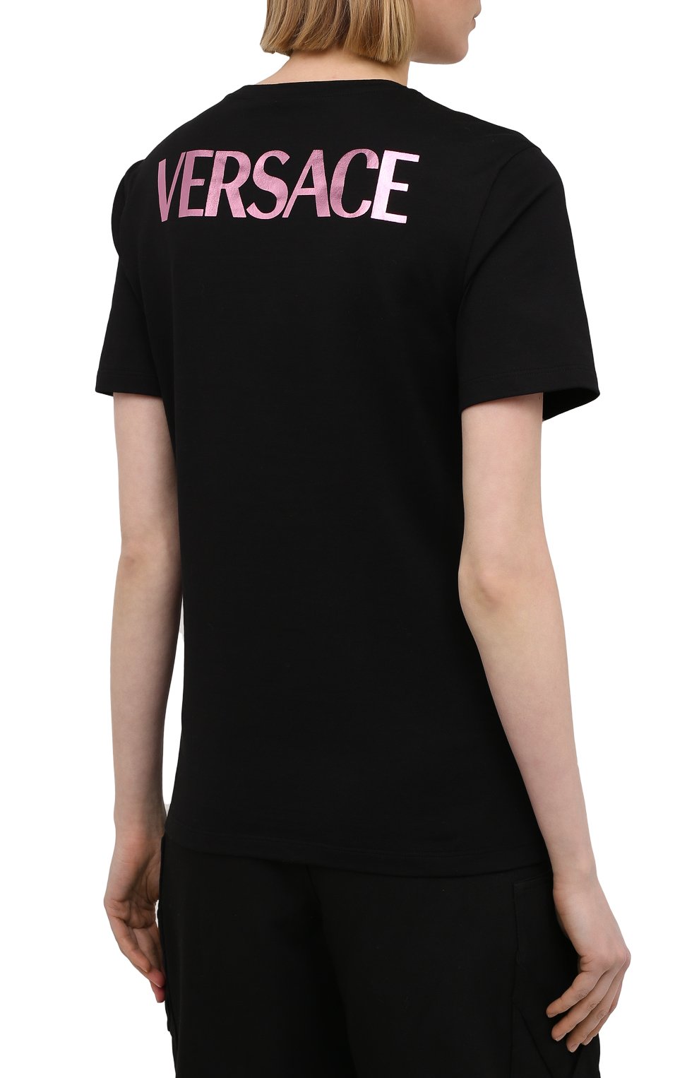 Хлопковая футболка VERSACE черного цвета по цене 139000 руб., арт. A89360/A228806, фото 4 Хлопковая футболка VERSACE, арт. A89360/A228806, фото 4