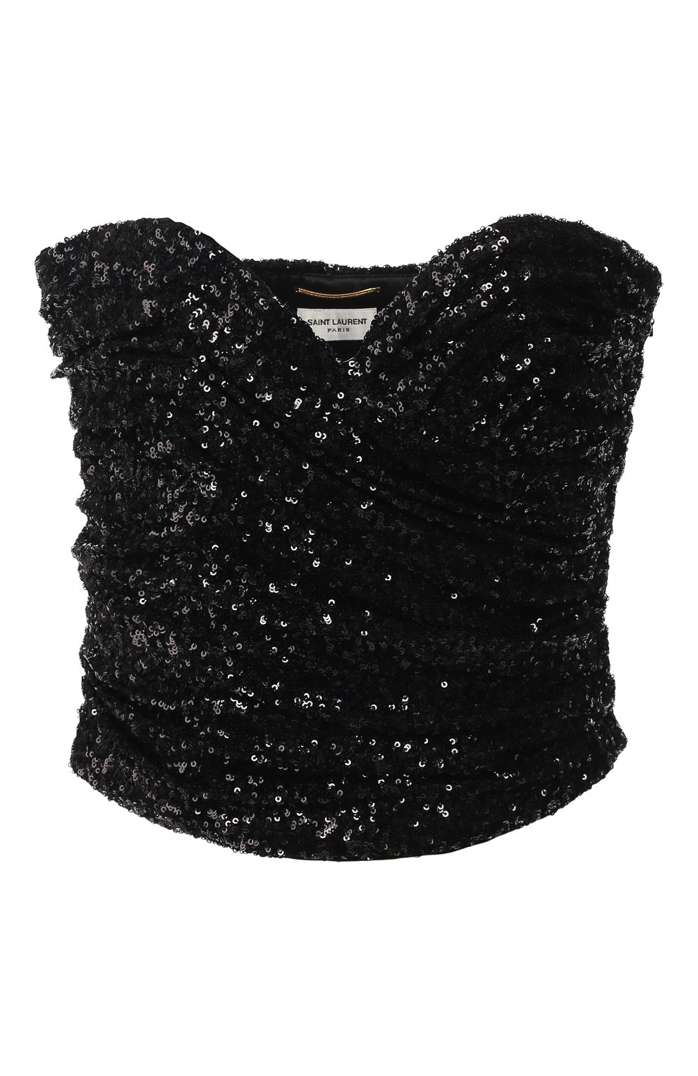 Топ с пайетками SAINT LAURENT черного цвета по цене 225500 руб., арт. 606071/Y400Q, фото 1 Топ с пайетками SAINT LAURENT, арт. 606071/Y400Q, фото 1
