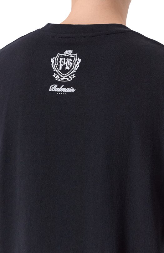 Хлопковая футболка Balmain FH0EG000/GF30 Чёрный  FH0EG000/GF30 Фото 5